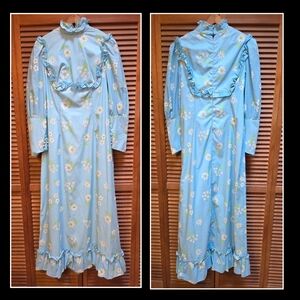 Vintage Blue Floral Maxi Dress